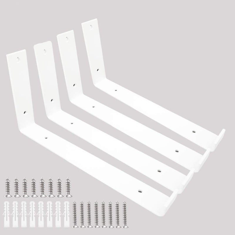 WINKER Shelf Brackets 12 Inch 4PCS Heavy Duty White Wall Bracket with Lip for Floating Shelves Rustic Iron Metal Shelf Bracket for DIY Open Shelving Hardware Included - Image 5
